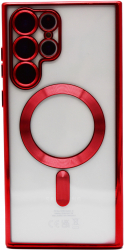 Husa Luxury tip MagSafe compatibila cu Samsung Galaxy S23 Plus Full protection Margini colorate Rosu 