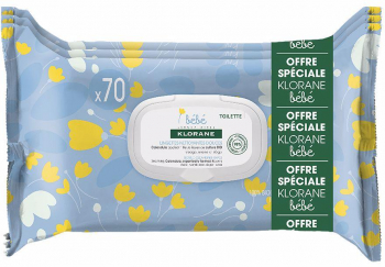 Set servetele umede cu fibre de origine naturale pentru bebelusi imbogatite cu Calendula BIO Klorane 3 x 70 bucati 