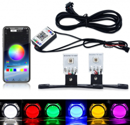 Set 2 leduri Devil Eyes RGB multicolore cu aplicatie de pe telefonul mobil 