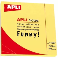 Notite adezive Apli 75 x 75 mm galben 100 file 