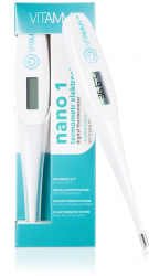 Termometru electronic tip stilou Vitammy Nano 1 funcție alarma pentru febra memorarea ultimei măsurători husa protecție