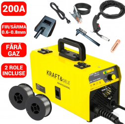 Aparat invertor de sudura MIG 200A sarma fara gaz + 2 role + accesorii KD810+2F 