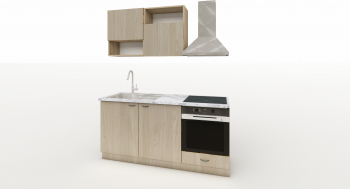 Bucatarie Light grey nordic wood L 180 X A 60 X H 200 cm 