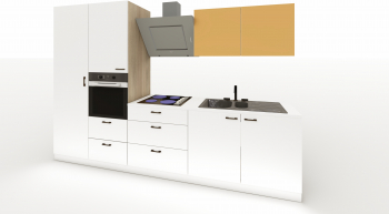 Bucatarie Lucy 2.0 MDF L 320 x A 60 x H 210 cm vopsit Alb si Portocaliu 