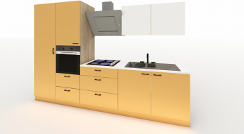 Bucatarie Lucy 2.0 MDF vopsit alb si portocaliu L 320 x A 60 x H 210 cm 