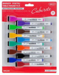 Marker tabla magnetica set 12 cu burete 
