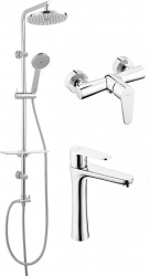 SET 3in1 Set de dus dual Amiga VerdeLine si Baterie perete dus Algeo crom si baterie stativa lavoar inalta 5928-defaultCombination 