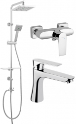 SET 3in1 Set de dus dual Amigo Verdeline si Baterie baterie dus perete Square Baterie stativa lavoar Square 
