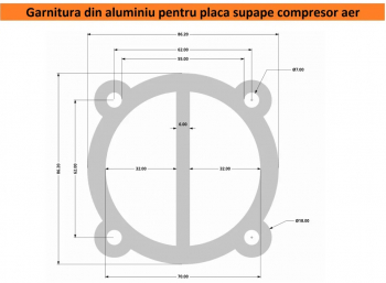 Garnitura aluminiu cilindru cap compresor 65mm 85x85mm CH095 Mod.18 