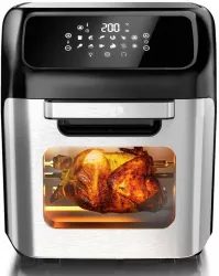 Frityurnik-furna bez maznina Royalty Line AFO-12601 12 L 1800W 12 programi Gril Tajmer Touch screen Inoks/cheren 