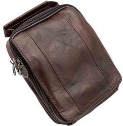 Borseta Umar / Curea Barbati Piele Naturala 17 cm x 15 cm x 6 cm Negru - Maro - Maro 