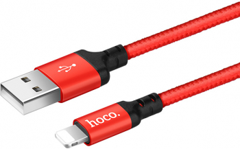 Cable de date si incarcare Hoco X14 Times Speed cu mufa lightning 2A 2m Negru/Rosu Blister 