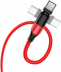 Cablu de date USB-C la USB-C Hoco U100 Orbit 100W 5A 1.5m Rosu Blister 