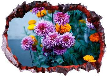 Autocolant decorativ Gaura in perete Arbori si flori Multicolor 83 cm 502ST-1 