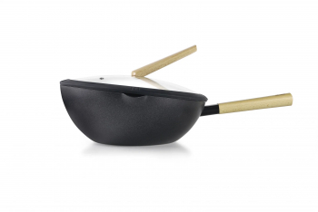 Tigaie wok Ibili-Luxe aluminiu 30x8.5-12 cm negru/maro 