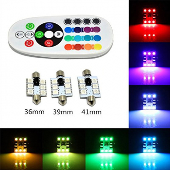 bec sofit 39mm. rgb cu telecomanda - 6 led smd 5050 rgb 12v pret/set