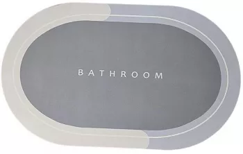 Covor de Baie Antiderapant SIKS Model &bdquo Bathroom&rdquo Oval 78 x 48 cm Albastru Deschis/Gri 