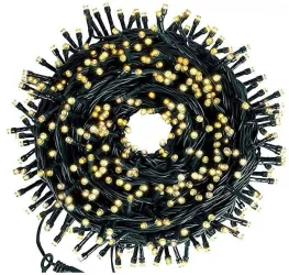 Instalatie De Craciun SIKS Liniara 24 M 300 LED -uri Cu 8 jocuri de lumini Pentru Exterior/Interior Fir Verde Inchis Alb Cald 