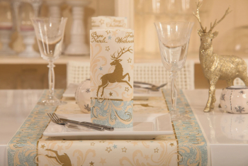 Servetele de masa festive Linclass pentru Craciun/Revelion - Liroy cerbi - Merry Christmas / 40 x 40 cm / 50 buc 