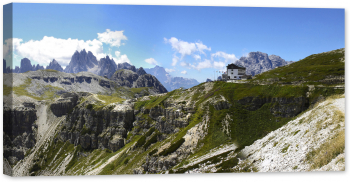 Tablou canvas luminescent luminos in intuneric GlowforHome Dualv-View rama lemn fosforescent Vedere asupra Dolomitilor in Italia 80 c 