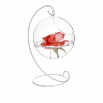 Glob din Sticla borosilicata EMOTION pentru Flori Decoratiuni 12cm x 12cm cu suport metalic Delcaffe