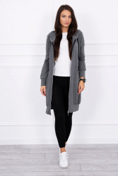 Hanorac lung cu fermoar Dark Grey 