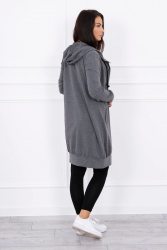 Hanorac lung cu fermoar Dark Grey 