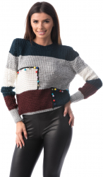 Pulover tricotat din lana multicolor 