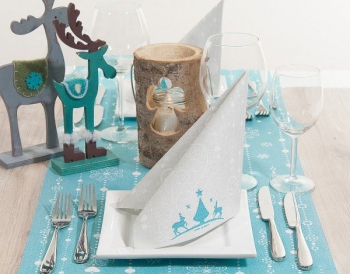 Servetele de masa festive Linclass pentru Craciun/Revelion - Stella fundal gri deschis cu model / 40 x 40 cm / 50 buc 