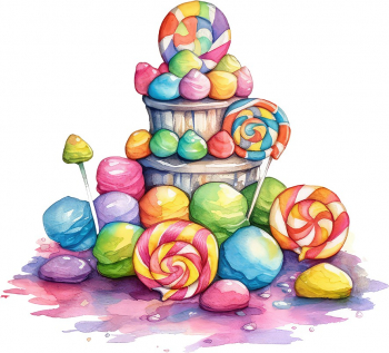 Sticker decorativ Tort Bomboane Multicolor 66 cm 8135ST-3 