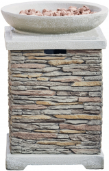 Vatra de foc cu gaz propan finisaj de piatra Teamson Home gri/19.69 x 19.69 x 28.35 