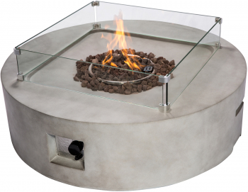 Vatra de foc rotunda de 42 inch Teamson Home beton cu gaz propan/42.13 x 42.13 x 11.81 