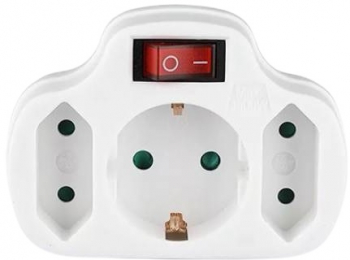 Adaptor priza 3x schuko cu intrerupator 16A 3500W 