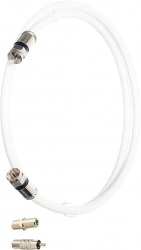 Cablu coaxial alb lungime 10m dubla protectie impedanta 75ohmi dimensiune exterioara 6.6mm prevazut conector tip F interior si exterior