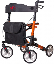 Rolator ortopedic pliabil cu 4 roti si geanta - Orange 
