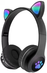 Casti Wireless Pliabile SIKS Urechi de Pisica Bluetooth 5.0 Handsfree HiFi Bass Stereo LED TF Negru 