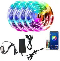 Kit Banda LED 2835 SIKS Role Albe Bluetooth Control Din Telefon Telecomanda Mica 20 metri 4 x 5m Grad Protectie IP65 Schimbare Culo 