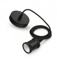 Pendul Philips Modern Black E27 max. 40W textil/Metal IP20 Ø 169mm cablu 2m 