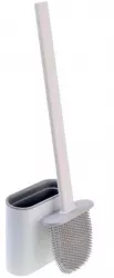Perie de toaleta SIKS® flexibila din silicon cu suport din plastic aspect modern alb/gri 