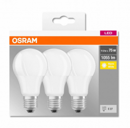 3 Becuri LED Osram Base Classic A E27 10W 75W 1055 lm lumina calda 2700K 