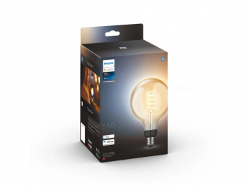 Bec LED inteligent vintage decorativ Philips Hue Filament Glob G125 Bluetooth E27 7W 40W 550 lm lumina alba 2200-4500K 