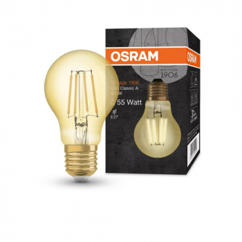 Bec LED Osram Vintage 1906 CLAS A E27 6.5W 50W 650 lm lumina calda 2400K cu filament 