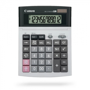 Calculator birou Canon WS-1210THB 12 digiti display LCD alimentare solara si baterie tastatura it touch. 