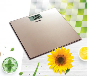 Cantar de baie Heinner HBS-180SSGD 180kg platforma din inox colorat 30 x 30 cm display LCD baterii 2 x 1.5V AAA gold 