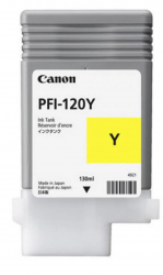 Cartus cerneala Canon PFI-120Y yellow capacitate 130ml pentru Canon TM 200/205/300/305. 