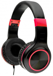 Casti cu micr. Spacer Pearl Red cu fir multimedia 2x Jack 3.5mm microfon pe fir driver 40mm 20Hz - 20000Hz pliabile 1.8m negru si rosu 