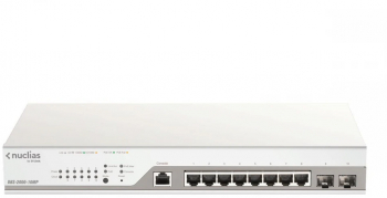 D-Link Switch DBS-2000-10MP 8 porturi Gigabit POE 2 porturi Combo 1000 Mbps/SFP Buget POE 130W Switching Capacity 20 Gbps dimensiuni