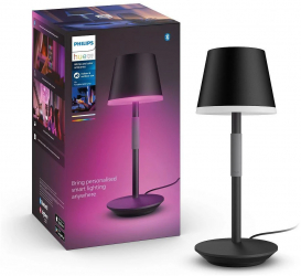 Lampa LED RGB Philips Hue Go Bluetooth cu acumulator 6W 530 lm lumina alba si color 2000-6500K IP20 35cm Metal Negru 