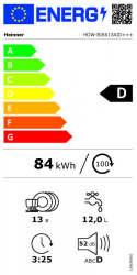 Masina de spalat vase incorporabila Heinner HDW-BI6613AID+++ 13 seturi 6 programe Display LED Aquastop Clasa D 60 cm 