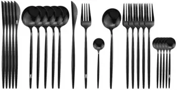 Set Tacamuri SIKS 24 Piese Stil Portughez Otel Inoxidabil Negru